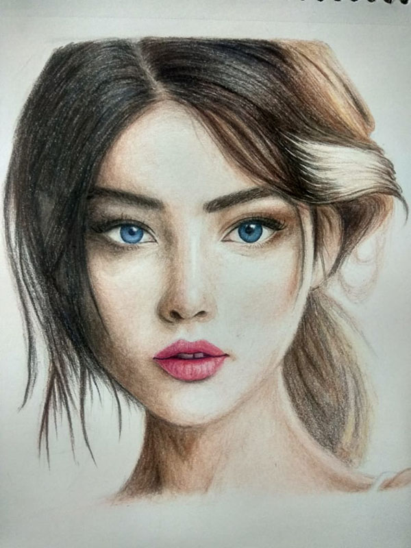 Color pencil portrait by >Draupadi